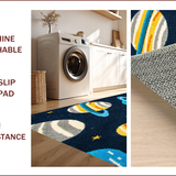 Ultra Soft Area Rug, Non Slip, Stain Resistant, Washable Area Rugs for Living Room, Bedroom, Plush Outer Space Area Rug with Planets Design(Blue)