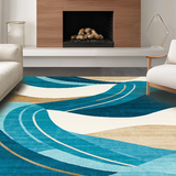 Ultra Soft Area Rug, Non Slip, Stain Resistant, Washable Area Rugs for Living Room, Bedroom, Coastal Sand Surf Inspired Decor(Blue)