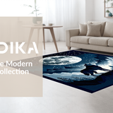 Ultra Soft Area Rug, Non Slip, Stain Resistant, Washable Area Rugs for Living Room, Bedroom, Soft Gray Animal Silhouette Design(Blue)