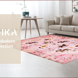 Ultra Soft Area Rug, Non Slip, Stain Resistant, Washable Area Rugs for Living Room, Bedroom, Playful Pink Animal Motif(Pink)