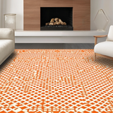 Ultra Soft Area Rug, Non Slip, Stain Resistant, Washable Area Rugs for Living Room, Bedroom, Elegant Minimalist Diamond Motif(Orange)