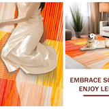 Ultra Soft Area Rug, Non Slip, Stain Resistant, Washable Area Rugs for Living Room, Bedroom, Artistic Flowing Curve Composition(Orange)