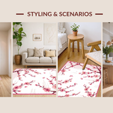 Ultra Soft Area Rug, Non Slip, Stain Resistant, Washable Area Rugs for Living Room, Bedroom, Soft Pastel Cherry Blossom Elegance(Pink)