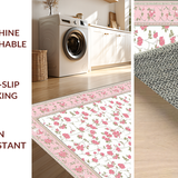 Ultra Soft Area Rug, Non Slip, Stain Resistant, Washable Area Rugs for Living Room, Bedroom, Elegant Soft Petal Motifs(Pink)