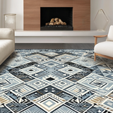 Ultra Soft Area Rug, Non Slip, Stain Resistant, Washable Area Rugs for Living Room, Bedroom, Rustic Textured Diamond Layout(Blue)