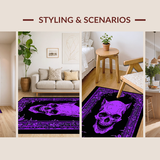 Ultra Soft Area Rug, Non Slip, Stain Resistant, Washable Area Rugs for Living Room, Bedroom, Mystical Skull Patterned Art(Purple)