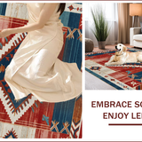 Ultra Soft Area Rug, Non Slip, Stain Resistant, Washable Area Rugs for Living Room, Bedroom, Southwestern Red Living Room Vintage Medallion Rug(Red)