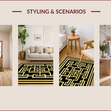 Ultra Soft Area Rug, Non Slip, Stain Resistant, Washable Area Rugs for Living Room, Bedroom, Sophisticated Black Diamond Design(Black)