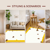 Ultra Soft Area Rug, Non Slip, Stain Resistant, Washable Area Rugs for Living Room, Bedroom, Elegant Light Toned Fungi Graphic(Yellow)