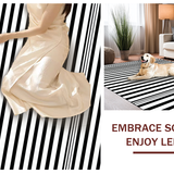 Ultra Soft Area Rug, Non Slip, Stain Resistant, Washable Area Rugs for Living Room, Bedroom, Elegant Contemporary Striped Motif(Black)