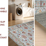 Ultra Soft Area Rug, Non Slip, Stain Resistant, Washable Area Rugs for Living Room, Bedroom, Chic Vintage Botanical Motif(Gray)