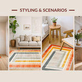 Ultra Soft Area Rug, Non Slip, Stain Resistant, Washable Area Rugs for Living Room, Bedroom, Elegant Earthy Toned Tufting(Orange)