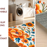 Ultra Soft Area Rug, Non Slip, Stain Resistant, Washable Area Rugs for Living Room, Bedroom, Lively Outdoor Blossom Patterned Rug(Orange)