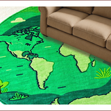 Ultra Soft Area Rug, Non Slip, Stain Resistant, Washable Area Rugs for Living Room, Bedroom, Circular Earth-Themed Rug for Playroom Learning Spaces(Green)