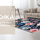 Ultra Soft Area Rug, Non Slip, Stain Resistant, Washable Area Rugs for Living Room, Bedroom, Artful Ogee Floral Aesthetic(Blue)