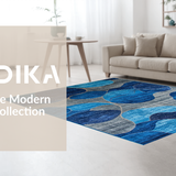 Ultra Soft Area Rug, Non Slip, Stain Resistant, Washable Area Rugs for Living Room, Bedroom, Elegant Blue Toned Transitional Design(Blue)