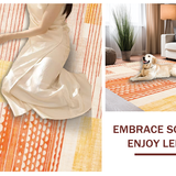 Ultra Soft Area Rug, Non Slip, Stain Resistant, Washable Area Rugs for Living Room, Bedroom, Dynamic Geometric Cream Accent(Orange)
