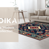 Ultra Soft Area Rug, Non Slip, Stain Resistant, Washable Area Rugs for Living Room, Bedroom, Rustic Vibrant Abstract Design(Blue)