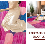 Ultra Soft Area Rug, Non Slip, Stain Resistant, Washable Area Rugs for Living Room, Bedroom, Colorful Abstract Artful Motif(Pink)