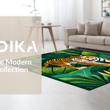 Ultra Soft Area Rug, Non Slip, Stain Resistant, Washable Area Rugs for Living Room, Bedroom, Jungle Inspired Colorful Animal Motif(Green)