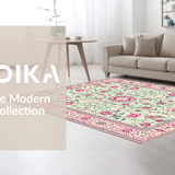 Ultra Soft Area Rug, Non Slip, Stain Resistant, Washable Area Rugs for Living Room, Bedroom, Stylish Geometric Pink Accents(Ivory)