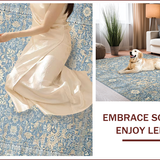 Ultra Soft Area Rug, Non Slip, Stain Resistant, Washable Area Rugs for Living Room, Bedroom, Rustic Natural Tiled Texture(Blue)