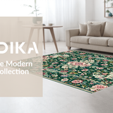 Ultra Soft Area Rug, Non Slip, Stain Resistant, Washable Area Rugs for Living Room, Bedroom, Artful Soft Pastel Leaf Patterns(Green)