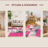 Ultra Soft Area Rug, Non Slip, Stain Resistant, Washable Area Rugs for Living Room, Bedroom, Shaggy Geometric Plush(Pink)