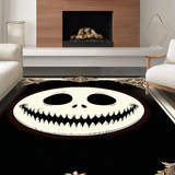 Ultra Soft Area Rug, Non Slip, Stain Resistant, Washable Area Rugs for Living Room, Bedroom, Dark Playful Skull Artwork(White)