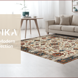 Ultra Soft Area Rug, Non Slip, Stain Resistant, Washable Area Rugs for Living Room, Bedroom, Rustic Retro Leafy Design(Beige)