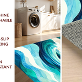 Ultra Soft Area Rug, Non Slip, Stain Resistant, Washable Area Rugs for Living Room, Bedroom, Serene Oceanic Flow Design(Blue)