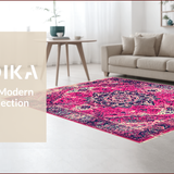 Ultra Soft Area Rug, Non Slip, Stain Resistant, Washable Area Rugs for Living Room, Bedroom, Whimsical Boho Medallion Retreat(Pink)