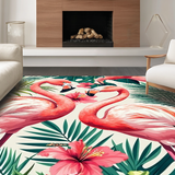 Ultra Soft Area Rug, Non Slip, Stain Resistant, Washable Area Rugs for Living Room, Bedroom, Seasonal Summer Botanical Visuals(Pink)