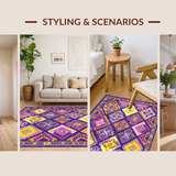 Ultra Soft Area Rug, Non Slip, Stain Resistant, Washable Area Rugs for Living Room, Bedroom, Dynamic Floral Lattice Composition(Purple)