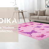 Ultra Soft Area Rug, Non Slip, Stain Resistant, Washable Area Rugs for Living Room, Bedroom, Enchanting Lighthearted Fluttering Shapes(Pink)