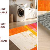Ultra Soft Area Rug, Non Slip, Stain Resistant, Washable Area Rugs for Living Room, Bedroom, Chic Distressed Colorful Patterns(Orange)