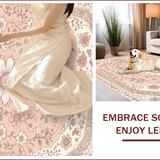 Ultra Soft Area Rug, Non Slip, Stain Resistant, Washable Area Rugs for Living Room, Bedroom, Vintage Floral Medallion(Pink)