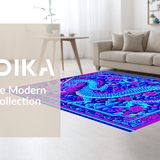 Ultra Soft Area Rug, Non Slip, Stain Resistant, Washable Area Rugs for Living Room, Bedroom, Vibrant Colorful Mythical Design(Blue)