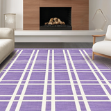 Ultra Soft Area Rug, Non Slip, Stain Resistant, Washable Area Rugs for Living Room, Bedroom, Contemporary Abstract Lattice Style(Purple)