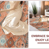 Ultra Soft Area Rug, Non Slip, Stain Resistant, Washable Area Rugs for Living Room, Bedroom, Cozy Earthy Tiled Aesthetic(Orange)