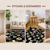 Ultra Soft Area Rug, Non Slip, Stain Resistant, Washable Area Rugs for Living Room, Bedroom, Cute Child-Friendly Paw Design(Black)