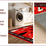 Ultra Soft Area Rug, Non Slip, Stain Resistant, Washable Area Rugs for Living Room, Bedroom, Funny Western Cat(Red)