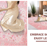Ultra Soft Area Rug, Non Slip, Stain Resistant, Washable Area Rugs for Living Room, Bedroom, Serene Minimalist Blooming Aesthetic(Pink)