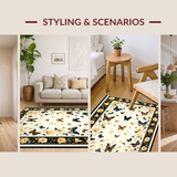 Ultra Soft Area Rug, Non Slip, Stain Resistant, Washable Area Rugs for Living Room, Bedroom, Sophisticated Bold Insect Imagery(Beige)