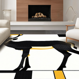 Ultra Soft Area Rug, Non Slip, Stain Resistant, Washable Area Rugs for Living Room, Bedroom, Stylish Earthy Tones with Animal Themes(Black)