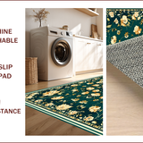 Ultra Soft Area Rug, Non Slip, Stain Resistant, Washable Area Rugs for Living Room, Bedroom, Distressed Dark Green Bedroom Vintage Accent Rug(Green)
