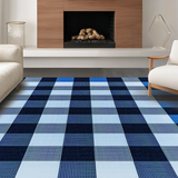 Ultra Soft Area Rug, Non Slip, Stain Resistant, Washable Area Rugs for Living Room, Bedroom, Contemporary White and Blue Geometric(Blue)