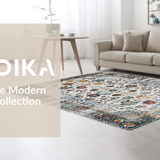 Ultra Soft Area Rug, Non Slip, Stain Resistant, Washable Area Rugs for Living Room, Bedroom, Artistic Ogee Floral Theme(Gray)