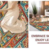 Ultra Soft Area Rug, Non Slip, Stain Resistant, Washable Area Rugs for Living Room, Bedroom, Artisan Tribal Print with Rich Hues(Orange)