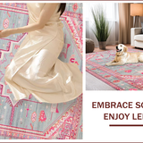 Ultra Soft Area Rug, Non Slip, Stain Resistant, Washable Area Rugs for Living Room, Bedroom, Vibrant Pink Geometric Accents(Pink)